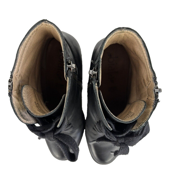 BIALA Black Leather Booties Women Size 6/36M Block Heel Zip-up, Lace-up - Picture 6 of 13